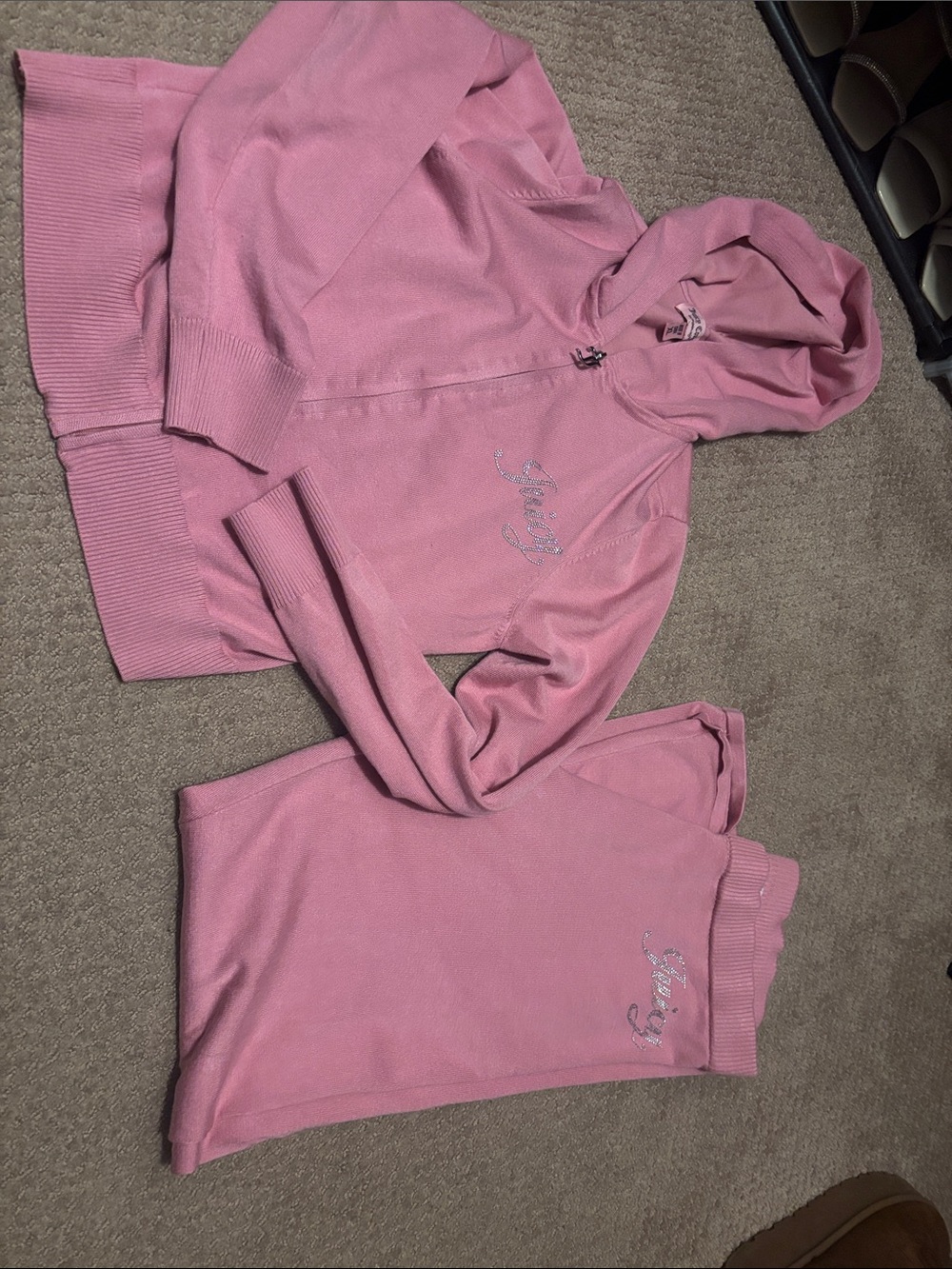 Juicy Couture Dusty Pink women's Zip Hoodie & Jogger Set
